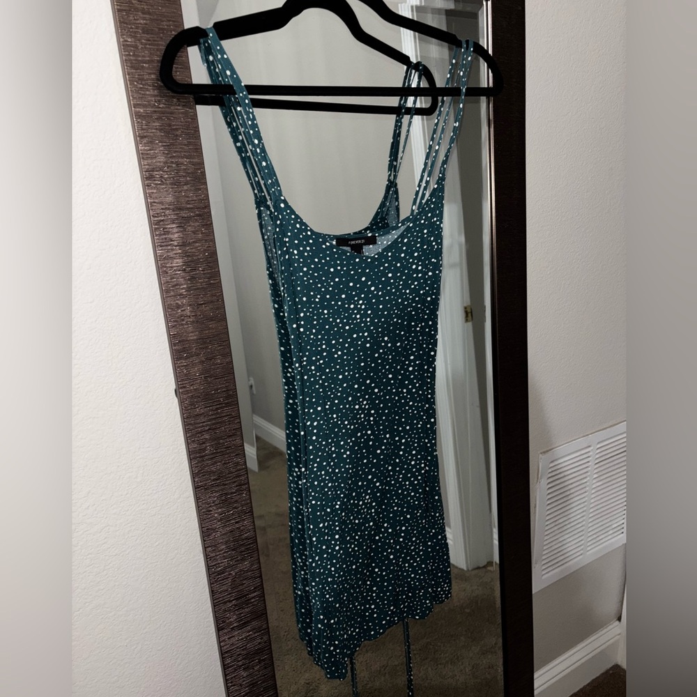 Forever 21 Teal and White Polka Dot Dress